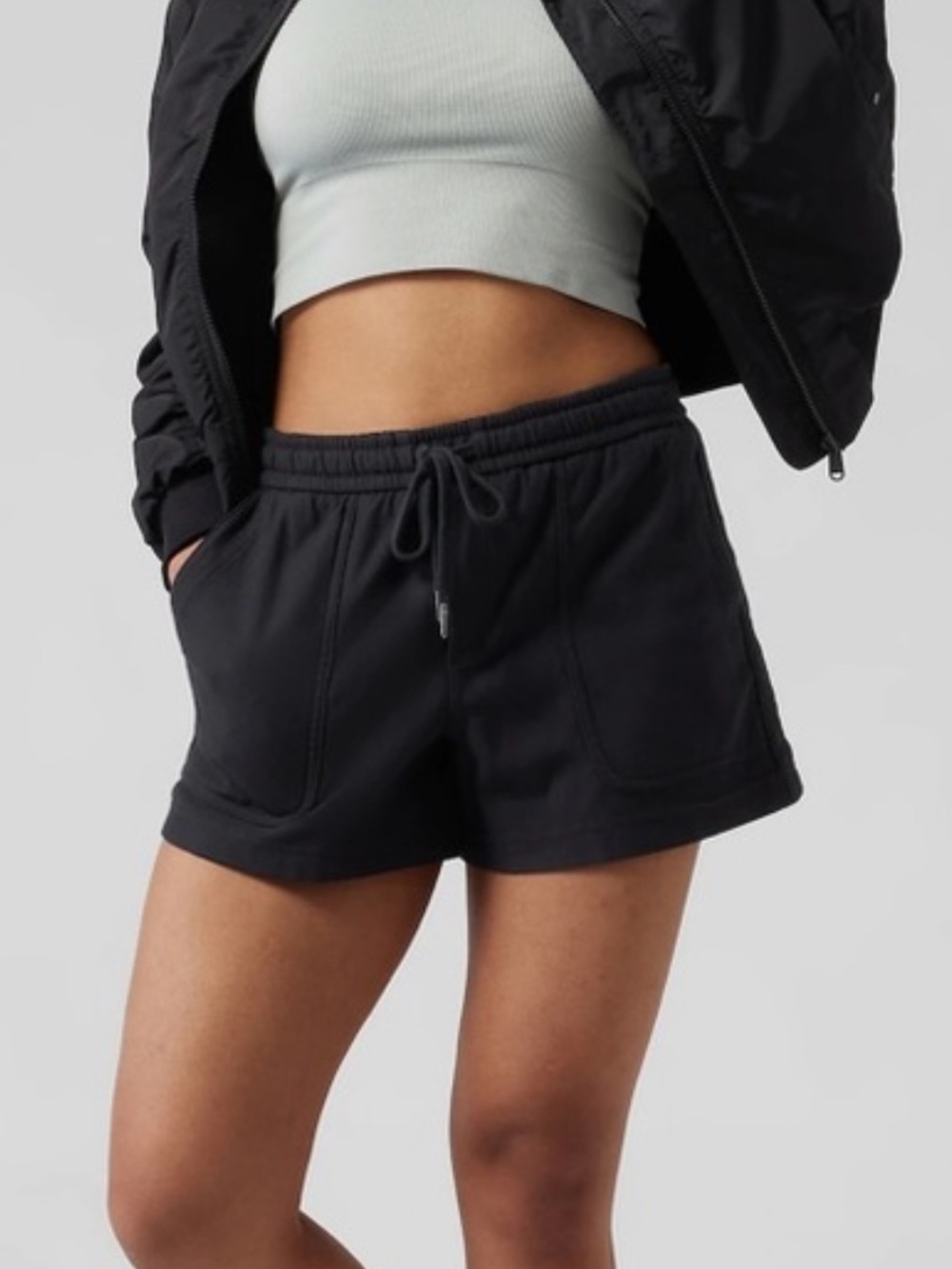 Athleta Farralon Pull On Cotton Black Casual Shorts Elastic Waist, size medium